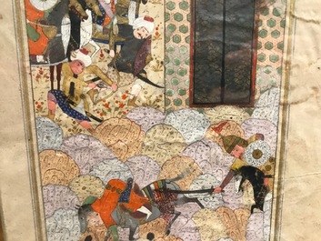 Vier Perzische miniaturen, Iran, 19e eeuw