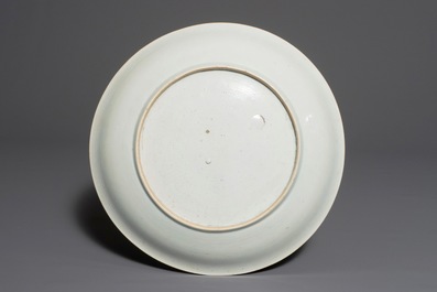 A Chinese famille verte dish of floral design, Kangxi