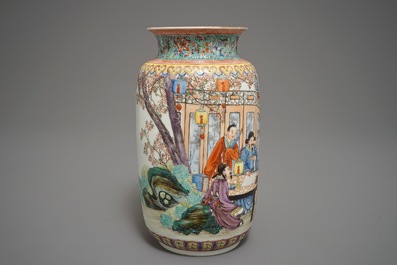 A Chinese famille rose eggshell vase, Qianlong mark, Republic, 20th C.