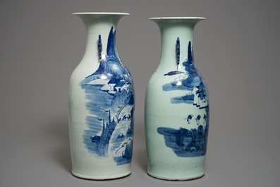 19-20世纪 豆青釉地青花瓷瓶 两件