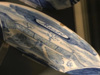 Elf blauwwitte Delftse borden uit de serie van de maanden, 19e eeuw