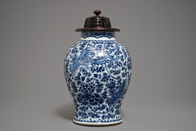 A Chinese blue and white &quot;Phoenix&quot; vase, Kangxi