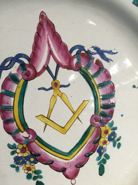 A rare French faience masonic dish, poss. Ferrat, Moustiers, or Nevers, 18th C.
