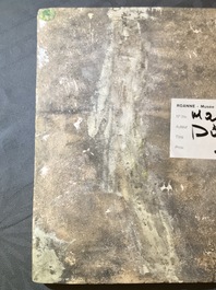 Deux plaques rectangulaires en fa&iuml;ence polychrome de Castelli, Italie, 18&egrave;me