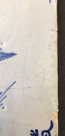 Vier polychrome Delftse tegels met vogels, 17e eeuw