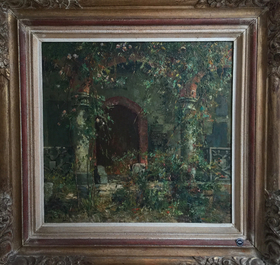 Verbrugghe, Charles (Belgique, 1877-1974), Une vue sur Gruuthuse, huile sur panneau