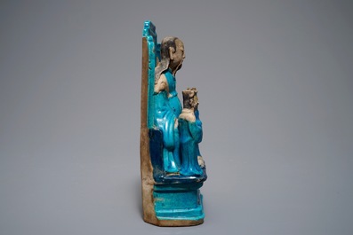 A Chinese turquoise-glazed Zhenwu and attendants group, Kangxi