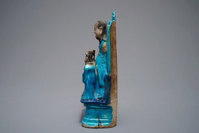 A Chinese turquoise-glazed Zhenwu and attendants group, Kangxi