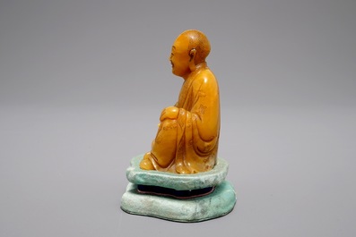 A Chinese Shoushan soapstone carving of a Luohan, 18/19th C.