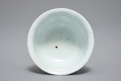 A Chinese blue and white stem cup, Ming, Chongzhen