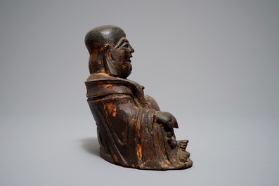 Un Bouddha en bronze laqu&eacute; et dor&eacute;, Chine, Ming