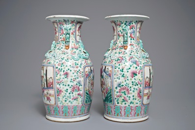 19世纪 粉彩人物瓷瓶 一对