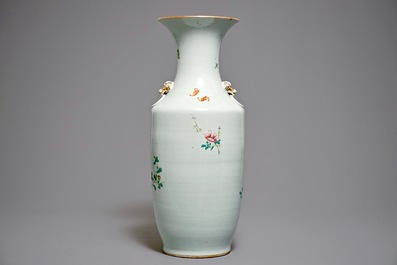 A Chinese famille rose floral vase, 20th C.