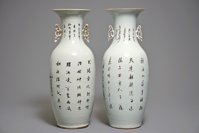 Two large Chinese famille rose figural vases, 19/20th C.