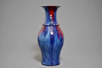 A large Chinese flambe-glazed vase, 19th C.
