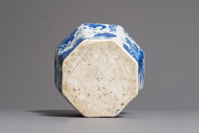 A Chinese blue and white baluster vase with figures in a landscape, Transitional period