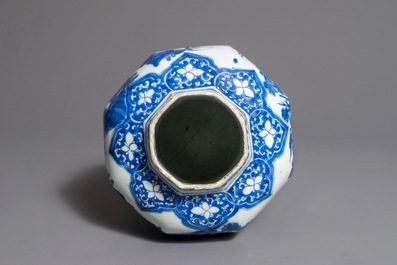 A Chinese blue and white baluster vase with figures in a landscape, Transitional period