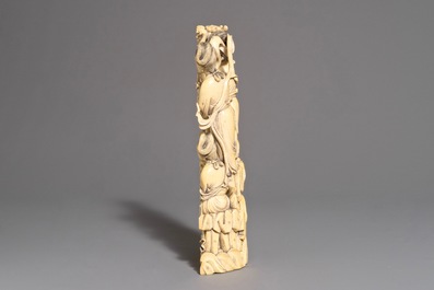 A Chinese carved ivory group of female musicians, 19th C.