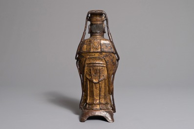 Een Chinese verguld bronzen figuur van Wenchang Wang, Ming