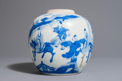 A Chinese blue and white ginger jar with playing boys, Kangxi