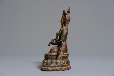 A Chinese lacquered and gilt bronze figure of Buddha Vajrasattva, Ming