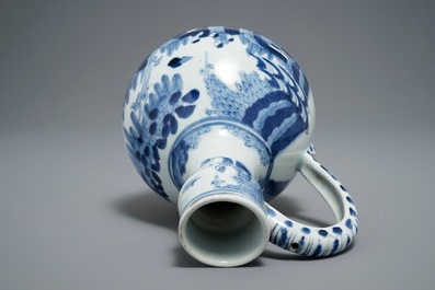 A Japanese blue and white Arita jug, Edo, 17th C., a small Kutani vase and a Satsuma box, Meiji, 19th C.