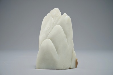 A Chinese jade carving of a mountain landscape, 20th C.