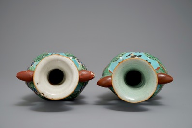 A pair of Chinese Dayazhai-style vases with dragons and phoenixes, 19/20th C.