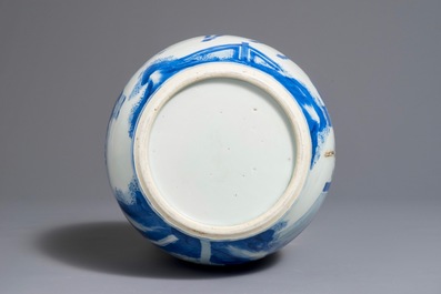 A Chinese blue and white ginger jar with playing boys, Kangxi