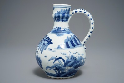 A Japanese blue and white Arita jug, Edo, 17th C., a small Kutani vase and a Satsuma box, Meiji, 19th C.