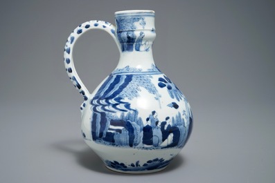 A Japanese blue and white Arita jug, Edo, 17th C., a small Kutani vase and a Satsuma box, Meiji, 19th C.