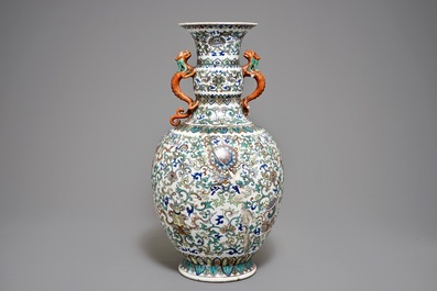 A Chinese doucai baijixiang vase, Qianlong mark, 20th C.