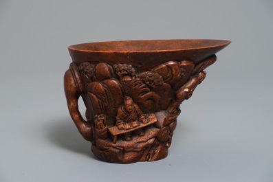 A Chinese carved bamboo libation cup, 18/19th C.
