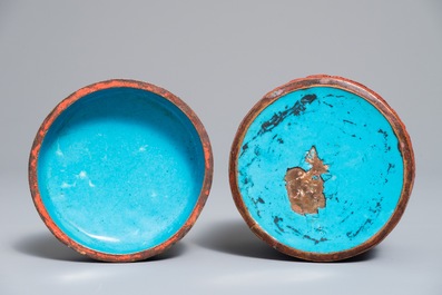 Two Chinese cinnabar lacquer covered boxes, one with Qianlong mark, 19/20th C.