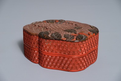 A Chinese polychrome lacquer box in the shape of a Buddha's hand, 18/19th C.