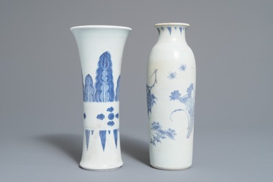 Two Chinese blue and white vases with floral design, Hatcher cargo, Transitional period