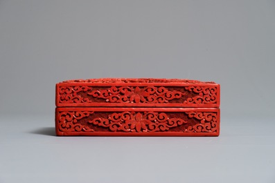 19世纪 剔红龙纹长形盒