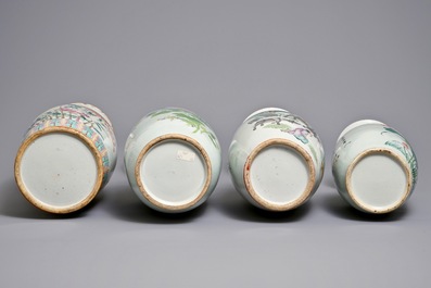 Four various Chinese famille rose vases, 19/20th C.