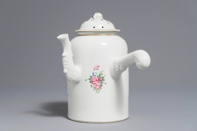 A Chinese famille rose export porcelain chocolate jug, Qianlong