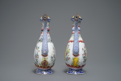 Two Chinese Canton enamel ewers and covers, Qianlong