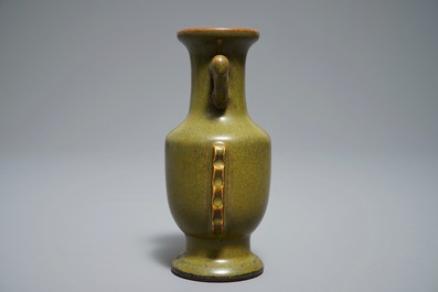 A Chinese monochrome tea dust-glazed vase, Yongzheng mark, 19/20th C.