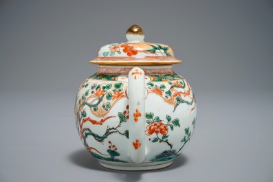 A Chinese famille verte 'Phoenix' teapot and cover, Kangxi