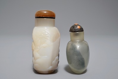 Two Chinese 'shadow' agate snuff bottles, 19/20th C.