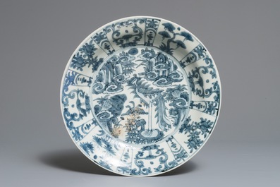 Four Chinese blue and white Swatow dishes, Ming