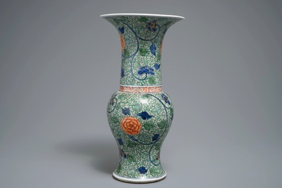 A Chinese famille verte yenyen vase with floral design, Kangxi