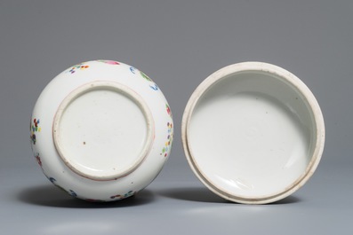 A Chinese famille rose 'Pompadour' bowl and cover, Qianlong, ca. 1745