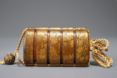 Two Japanese maki-e lacquer inro with ojime and netsuke, Meiji, 19th C.