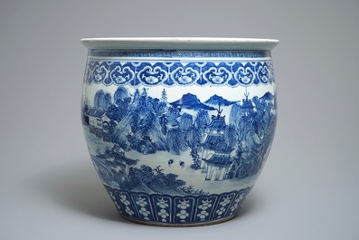 19世纪 青花山水纹缸