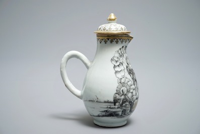 Un pot &agrave; lait en porcelaine de Chine &agrave; d&eacute;cor en grisaille de 'La R&eacute;surrection', Qianlong