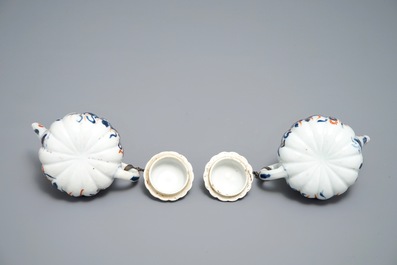 A pair of Chinese Imari style teapots and covers, Kangxi